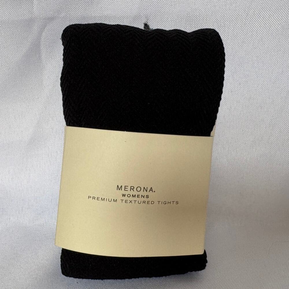 Vintage Y2K Merona NOS Black Chevron Textured Knit Tights S